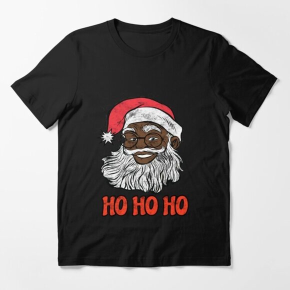 African American S4nt4 Claus Ho Ho Ho Merry Christmas Tee - Picture 1 of 4